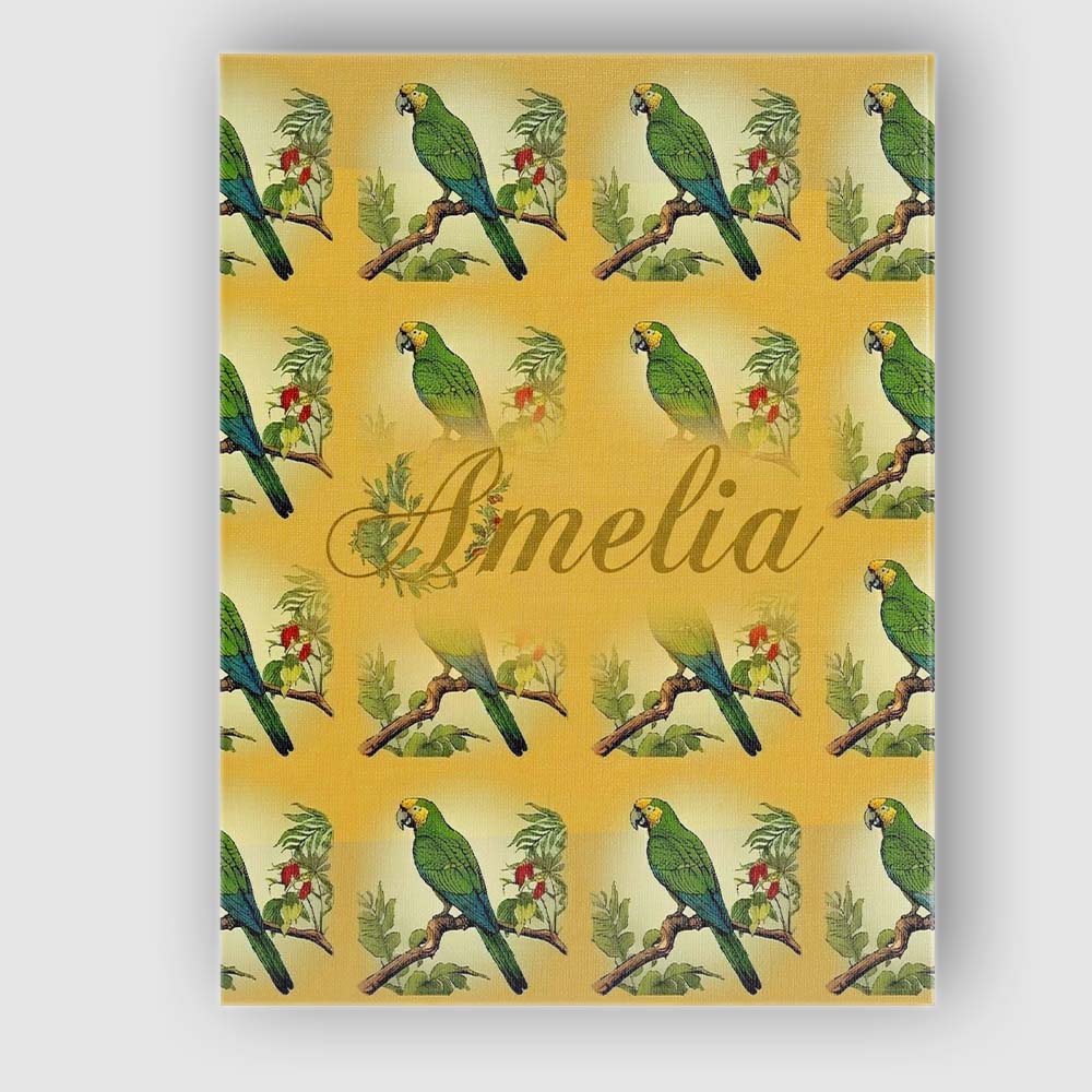 Personalised Name Tropical Green Parrot Custom  Modern Room Accent Elegant Feature Canvas Wall Art Print Decor Picture Ready to Hang