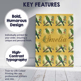 Personalised Name Tropical Green Parrot Custom  Modern Room Accent Elegant Feature Canvas Wall Art Print Decor Picture Ready to Hang