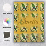 Personalised Name Tropical Green Parrot Custom  Modern Room Accent Elegant Feature Canvas Wall Art Print Decor Picture Ready to Hang