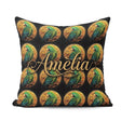 Custom Name Luxury Parrot Gold Medallion Dark Background Pattern Square Filled Cushion Throw Pillow Sofa Bed Home Decor Zip Washable UK Made