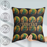 Custom Name Luxury Parrot Gold Medallion Dark Background Pattern Square Filled Cushion Throw Pillow Sofa Bed Home Decor Zip Washable UK Made