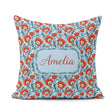 Custom Name Red Poppy Flowers Botanical Garden Pattern Name Cute Square Filled Cushion Throw Pillow Sofa Bed Home Decor Zip Washable UK Made
