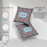 Custom Name Red Poppy Flowers Botanical Garden Pattern Name Cute Square Filled Cushion Throw Pillow Sofa Bed Home Decor Zip Washable UK Made
