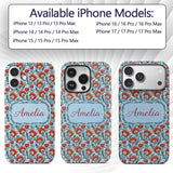 Red Poppy Flowers Botanical Garden Printed Design Custom Name Protective Phone Case Mobile Cover Durable Everyday Smartphone Shock Resistant