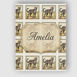 Personalised Name Cheetah Stamp Illustration Custom Bespoke  Contemporary Display Canvas Wall Art Print Decor Picture Ready to Hang