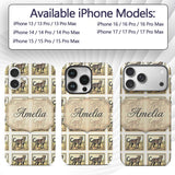 Cheetah Stamp Illustration Desert Scene Seamless Custom Name Protective Phone Case Mobile Cover Durable Everyday Smartphone Shock Resistant