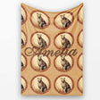 Elegant Cheetah Portrait Circular Frame Seamless Pattern Name Cute  Personalised Custom Name Super Soft Fleece Blanket Bed Sofa Throw