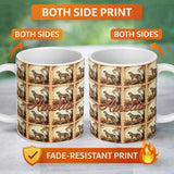 Personalized Custom Name Artistic Cheetah Nature Scene Arch Frame Seamless Pattern Custom 11oz Ceramic Coffee Tea Mug White Large Handle