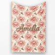 Soft Pink Dahlia Floral Seamless Pattern Elegant Blossom Design  Personalised Custom Name Super Soft Fleece Blanket Bed Sofa Throw