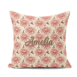 Custom Name Soft Dahlia Floral Seamless Pattern Elegant Blossom Square Filled Cushion Throw Pillow Sofa Bed Home Decor Zip Washable UK Made