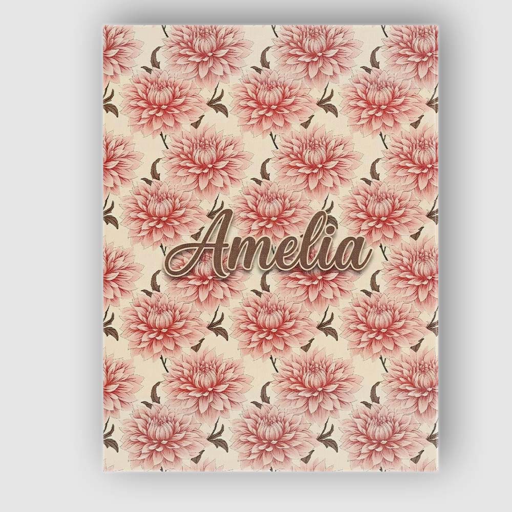 Personalised Name Soft Pink Dahlia Floral Custom  Unique Gift Idea Elegant Feature Canvas Wall Art Print Decor Picture Ready to Hang
