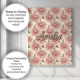 Personalised Name Soft Pink Dahlia Floral Custom  Unique Gift Idea Elegant Feature Canvas Wall Art Print Decor Picture Ready to Hang
