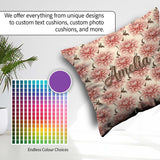 Custom Name Soft Dahlia Floral Seamless Pattern Elegant Blossom Square Filled Cushion Throw Pillow Sofa Bed Home Decor Zip Washable UK Made