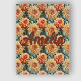 Personalised Name Warm Autumn Dahlia Custom Premium Decorative Design Modern Room Accent Canvas Wall Art Print Decor Picture Ready to Hang