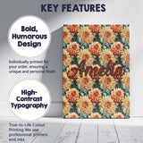 Personalised Name Warm Autumn Dahlia Custom Premium Decorative Design Modern Room Accent Canvas Wall Art Print Decor Picture Ready to Hang