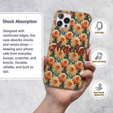 Warm Autumn Dahlia Flowers Vintage Botanical Custom Name Protective Phone Case Mobile Cover Durable Everyday Smartphone Shock Resistant