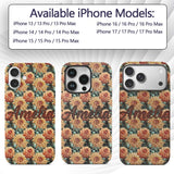 Warm Autumn Dahlia Flowers Vintage Botanical Custom Name Protective Phone Case Mobile Cover Durable Everyday Smartphone Shock Resistant