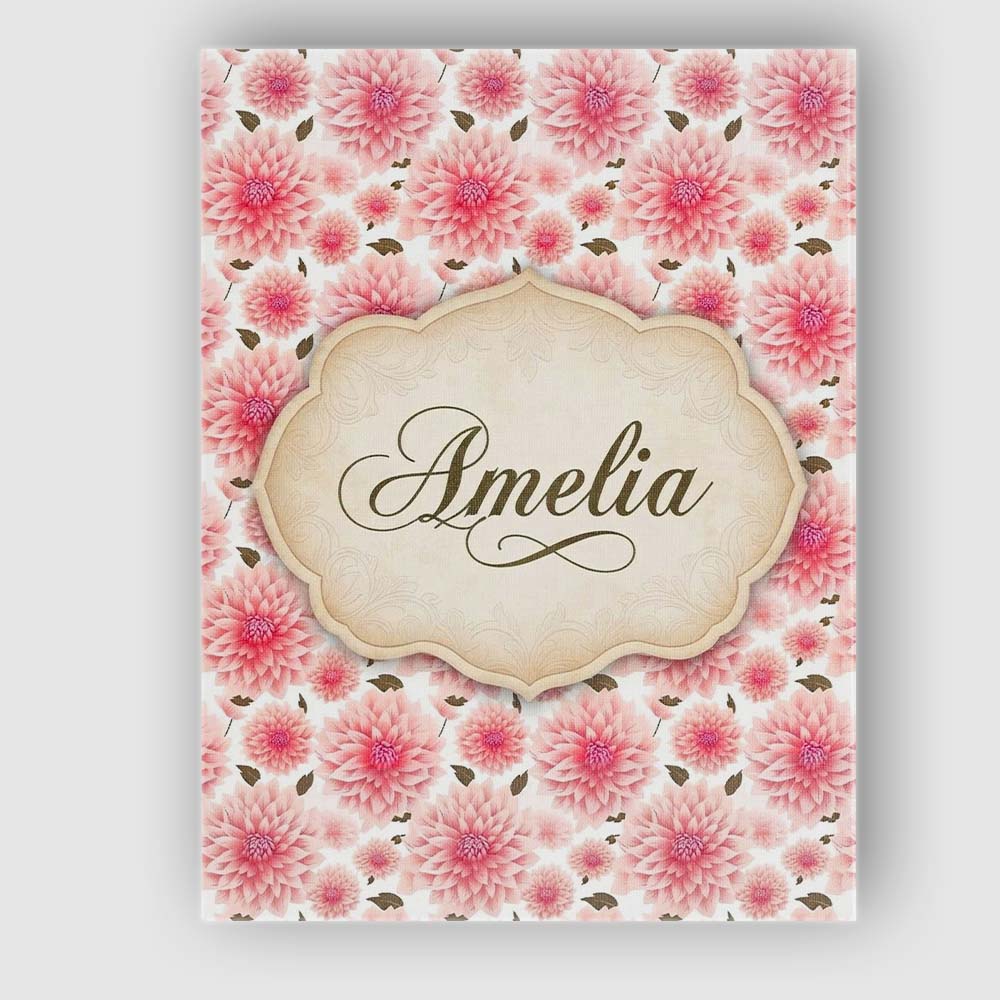 Personalised Name Light Pink Dahlia Bloom Custom  Unique Gift Idea Elegant Feature Canvas Wall Art Print Decor Picture Ready to Hang