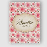 Personalised Name Light Pink Dahlia Bloom Custom  Unique Gift Idea Elegant Feature Canvas Wall Art Print Decor Picture Ready to Hang