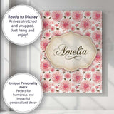 Personalised Name Light Pink Dahlia Bloom Custom  Unique Gift Idea Elegant Feature Canvas Wall Art Print Decor Picture Ready to Hang