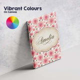 Personalised Name Light Pink Dahlia Bloom Custom  Unique Gift Idea Elegant Feature Canvas Wall Art Print Decor Picture Ready to Hang