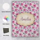 Personalised Name Lilac Dahlia Flowers Custom  Modern Room Accent Elegant Feature Canvas Wall Art Print Decor Picture Ready to Hang