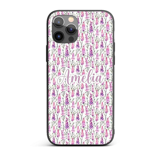 Purple Wildflower Meadow Watercolor Seamless Custom Name Protective Phone Case Mobile Cover Durable Everyday Smartphone Shock Resistant
