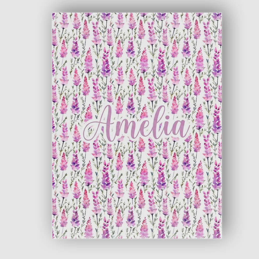 Personalised Name Purple Wildflower Meadow Custom  Unique Gift Idea Elegant Feature Canvas Wall Art Print Decor Picture Ready to Hang