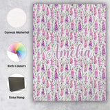 Personalised Name Purple Wildflower Meadow Custom  Unique Gift Idea Elegant Feature Canvas Wall Art Print Decor Picture Ready to Hang