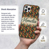 Vibrant Orange Lily Garden Floral Printed Design Custom Name Protective Phone Case Mobile Cover Durable Everyday Smartphone Shock Resistant