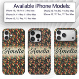 Vibrant Orange Lily Garden Floral Printed Design Custom Name Protective Phone Case Mobile Cover Durable Everyday Smartphone Shock Resistant