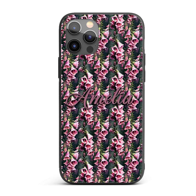 Pink Foxglove Flowers Botanical Garden Seamless Custom Name Protective Phone Case Mobile Cover Durable Everyday Smartphone Shock Resistant