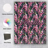 Personalised Name Pink Foxglove Flowers Custom  Modern Room Accent Elegant Feature Canvas Wall Art Print Decor Picture Ready to Hang