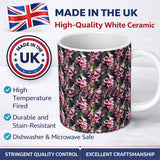 Personalized Custom Name Pink Foxglove Flowers Botanical Garden Seamless Pattern Name Cute 11oz Ceramic Coffee Tea Mug White Large Handle
