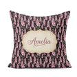 Custom Name Stylized Pink Foxglove Floral on Background Seamless Square Filled Cushion Throw Pillow Sofa Bed Home Decor Zip Washable UK Made