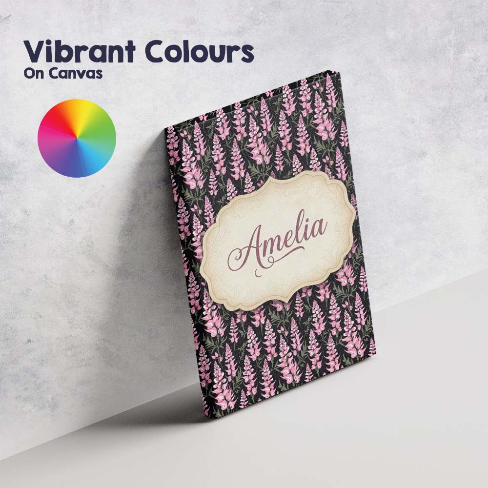Personalised Name Stylized Pink Foxglove Custom  Unique Gift Idea Elegant Feature Canvas Wall Art Print Decor Picture Ready to Hang