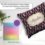 Custom Name Stylized Pink Foxglove Floral on Background Seamless Square Filled Cushion Throw Pillow Sofa Bed Home Decor Zip Washable UK Made