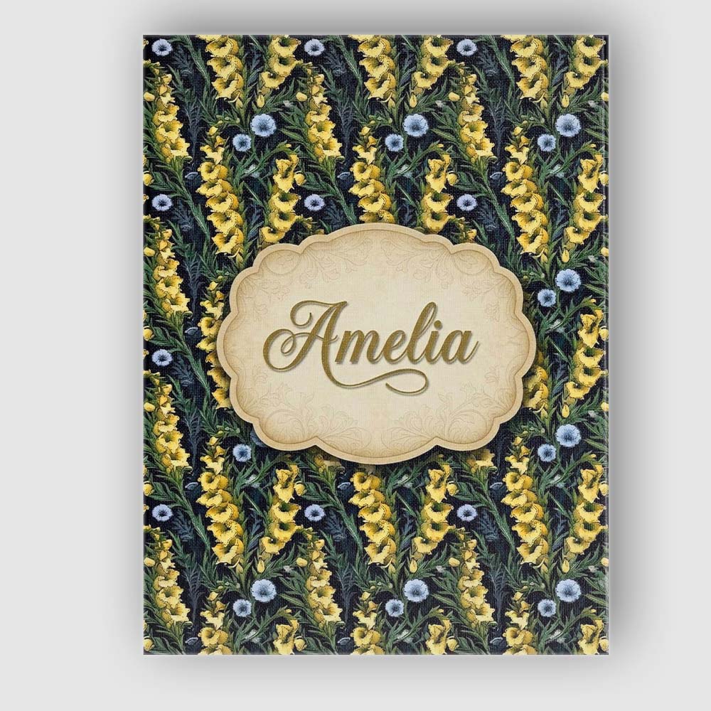Personalised Name Yellow Wildflower Botanical Custom Unique Gift Idea Modern Room Accent Canvas Wall Art Print Decor Picture Ready to Hang