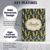 Personalised Name Yellow Wildflower Botanical Custom Unique Gift Idea Modern Room Accent Canvas Wall Art Print Decor Picture Ready to Hang