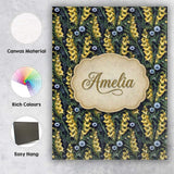 Personalised Name Yellow Wildflower Botanical Custom Unique Gift Idea Modern Room Accent Canvas Wall Art Print Decor Picture Ready to Hang