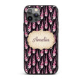 Modern Pink Foxglove Floral Graphic Dark Seamless Custom Name Protective Phone Case Mobile Cover Durable Everyday Smartphone Shock Resistant