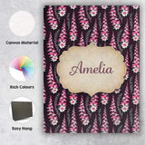 Personalised Name Modern Pink Foxglove Custom  Contemporary Display Elegant Feature Canvas Wall Art Print Decor Picture Ready to Hang