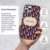 Modern Pink Foxglove Floral Graphic Dark Seamless Custom Name Protective Phone Case Mobile Cover Durable Everyday Smartphone Shock Resistant