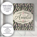 Personalised Name Soft Cream and Pink Custom Modern Room Accent Creative Decorator Style Canvas Wall Art Print Decor Picture Ready to Hang