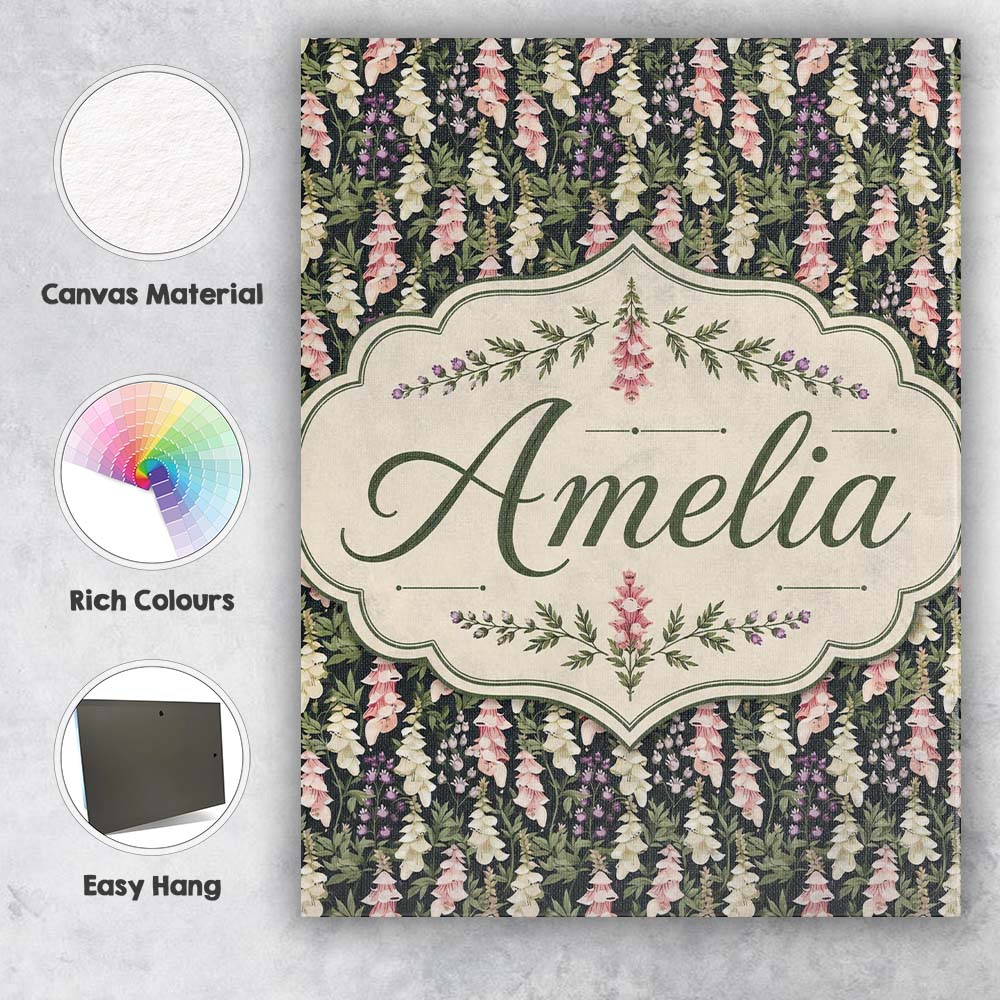 Personalised Name Soft Cream and Pink Custom Modern Room Accent Creative Decorator Style Canvas Wall Art Print Decor Picture Ready to Hang