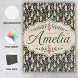 Personalised Name Soft Cream and Pink Custom Modern Room Accent Creative Decorator Style Canvas Wall Art Print Decor Picture Ready to Hang