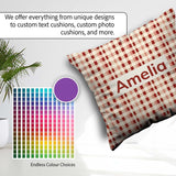 Custom Name Red Beige Gingham Texture Seamless Pattern Name Cute Square Filled Cushion Throw Pillow Sofa Bed Home Decor Zip Washable UK Made