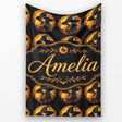 Halloween Witch with Moon Magical Dark Seamless Pattern Name Cute  Personalised Custom Name Super Soft Fleece Blanket Bed Sofa Throw