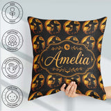 Custom Name Halloween Witch with Moon Magical Dark Seamless Name Square Filled Cushion Throw Pillow Sofa Bed Home Decor Zip Washable UK Made