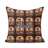 Custom Name Autumn Witch Pumpkin Scene Spooky Night Pattern Name Square Filled Cushion Throw Pillow Sofa Bed Home Decor Zip Washable UK Made